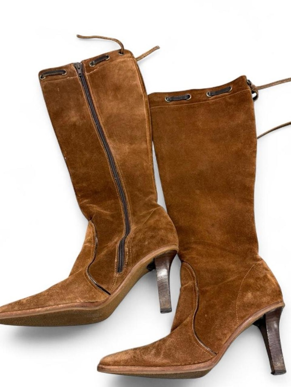 Coach Brown Suede Mid-Calf Heeled Boots